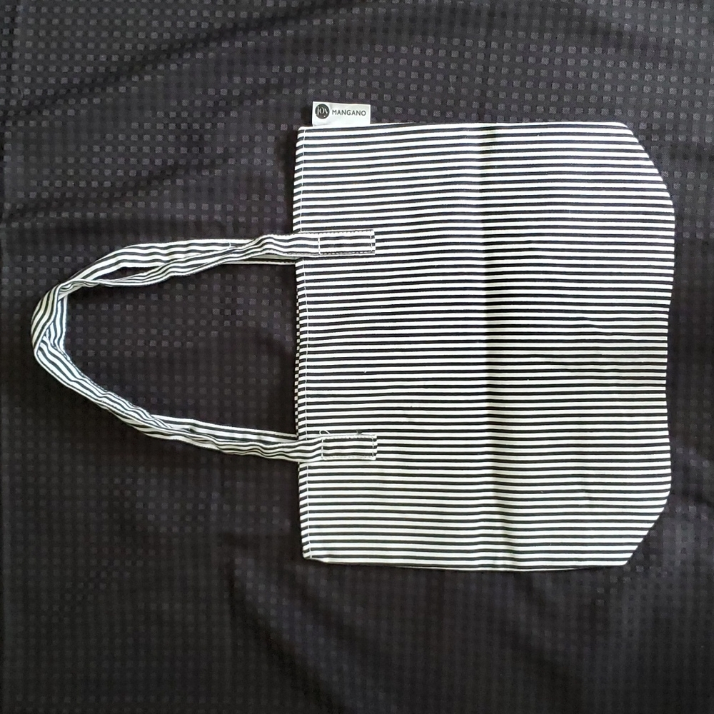 Joy Mangano black & white striped tote